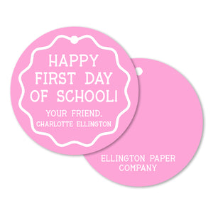 Back to School Circle Gift Tags and Stickers, Pink