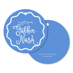 Blue Circle Gift Tags and Stickers, Script