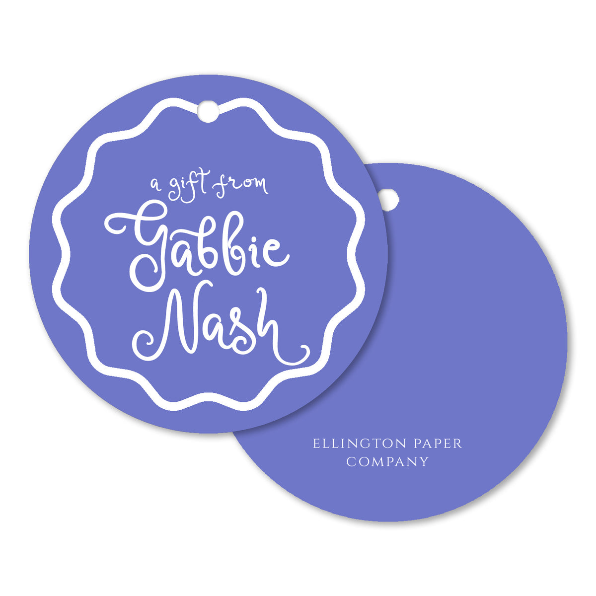 Periwinkle Circle Gift Tags and Stickers, Script – Ellington Paper Company
