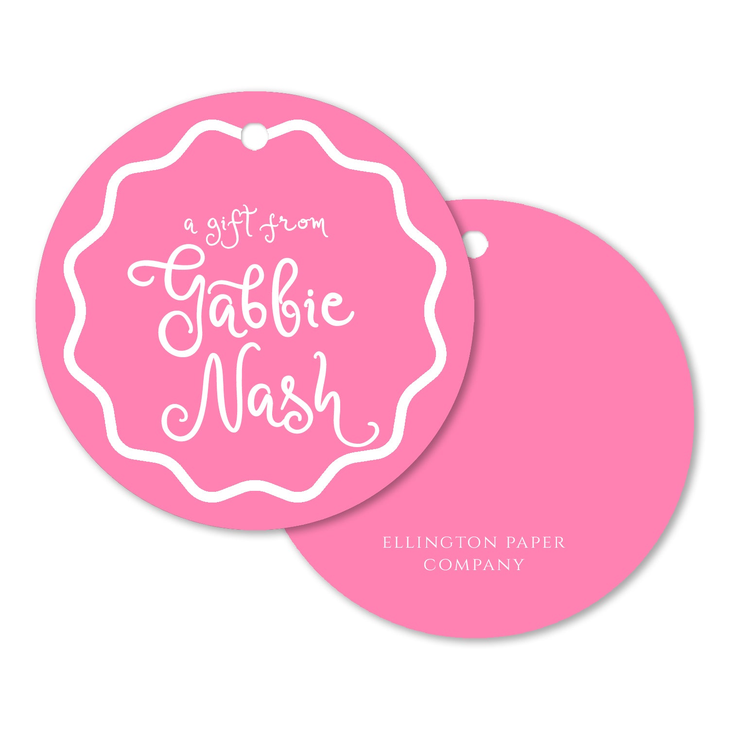 Pink Circle Gift Tags and Stickers, Script