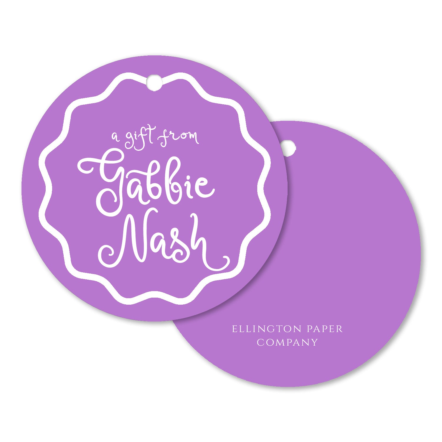 Purple Circle Gift Tags and Stickers, Script