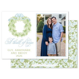 Tied with a Blue Bow Holiday Photo Card