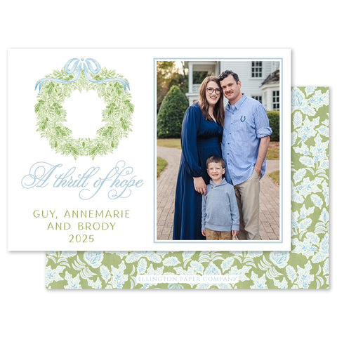 Tied with a Blue Bow Holiday Photo Card