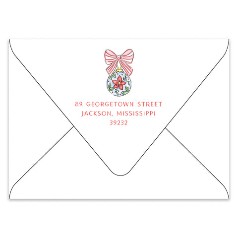 Bauble Branches Holiday Photo Card Address Printing Add-On