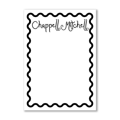 Black Scallop Notepad, Script