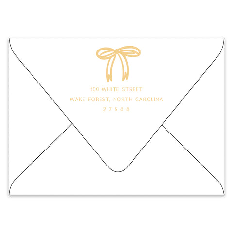 Bow Frame Holiday Photo Card Address Printing Add-On, Gold