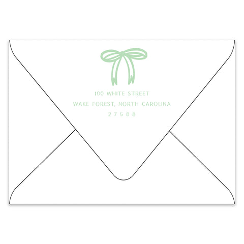 Bow Frame Holiday Photo Card Address Printing Add-On, Light Green