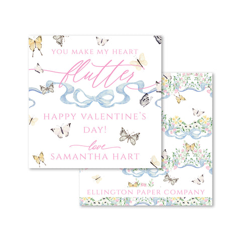 "You Make My Heart Flutter" Butterfly Valentine Enclosure Cards and Stickers