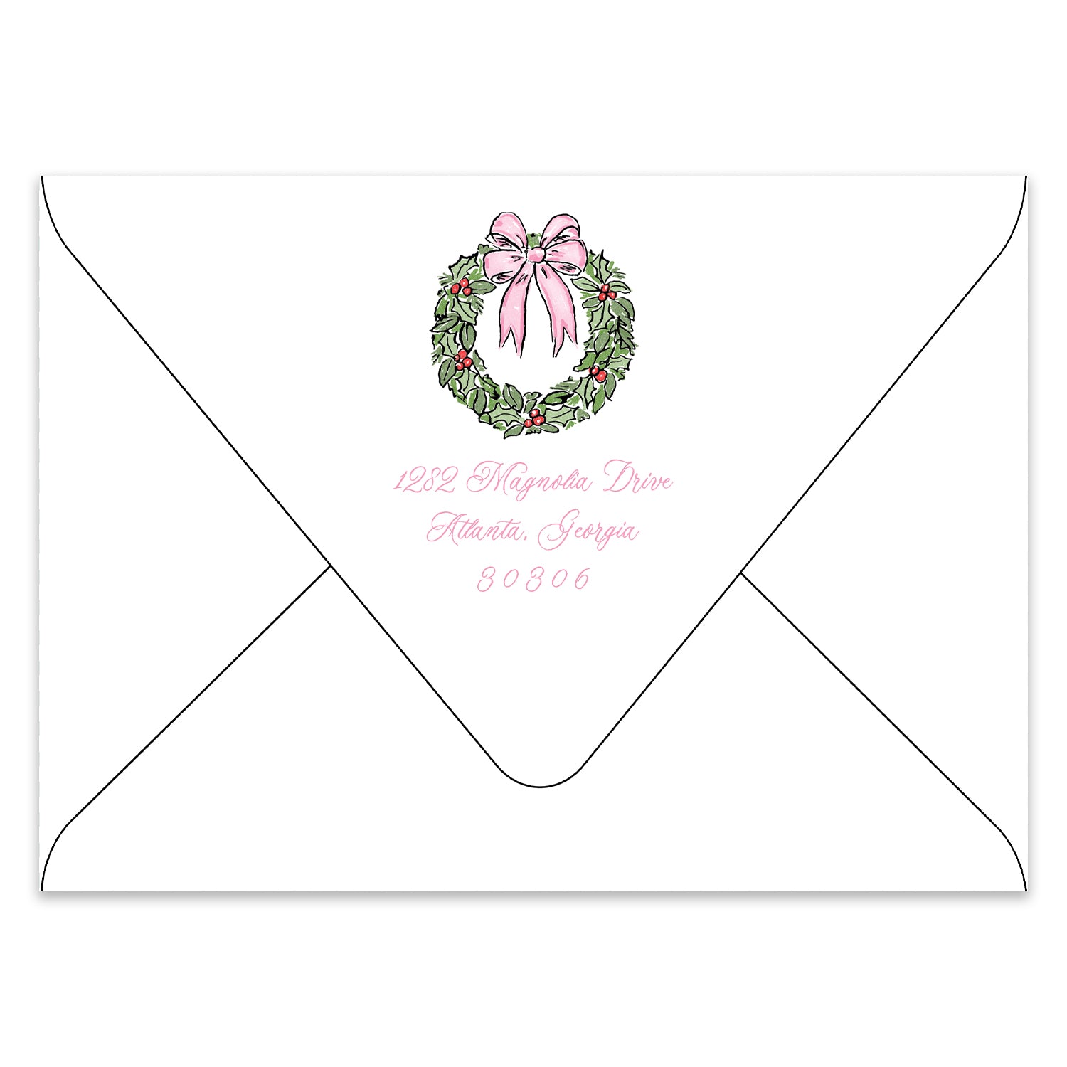 Deck The Halls Holiday Photo Card Address Printing Add-On, Pink
