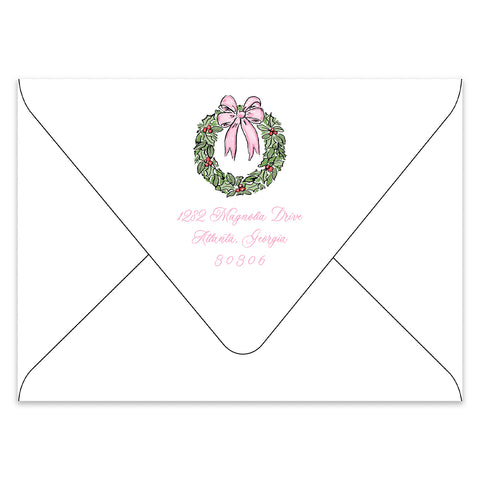 Deck The Halls Holiday Photo Card Address Printing Add-On, Pink
