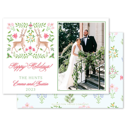 Darling Reindeer Holiday Photo Card, Blue