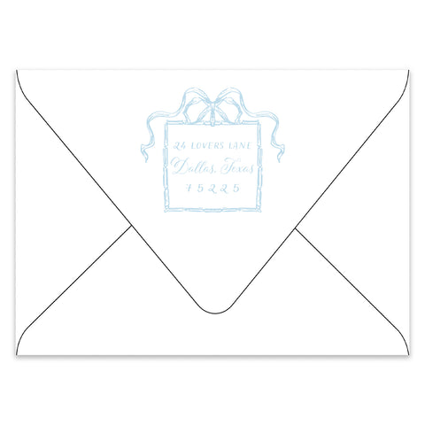 Festive Bow Holiday Photo Card Address Printing Add-On, Blue