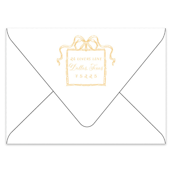 Festive Bow Holiday Photo Card Address Printing Add-On, Gold