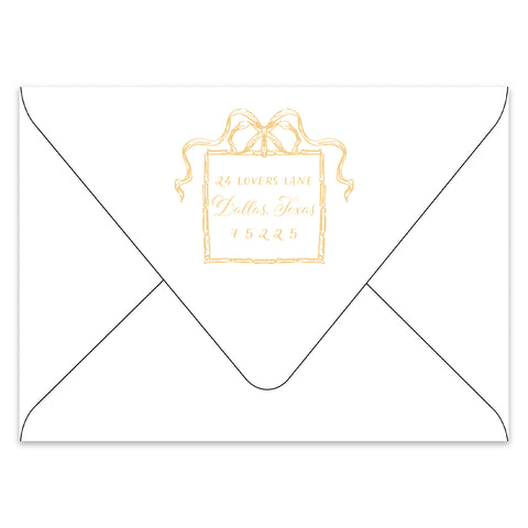 Festive Bow Holiday Photo Card Address Printing Add-On, Gold