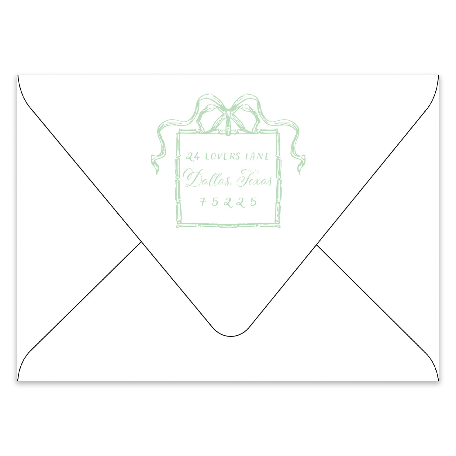 Festive Bow Holiday Photo Card Address Printing Add-On, Light Green