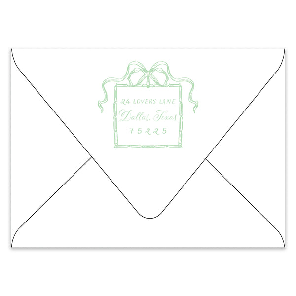 Festive Bow Holiday Photo Card Address Printing Add-On, Light Green