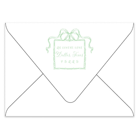 Festive Bow Holiday Photo Card Address Printing Add-On, Light Green