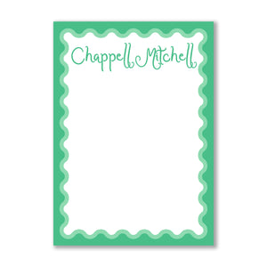 Green Scallop Notepad, Script