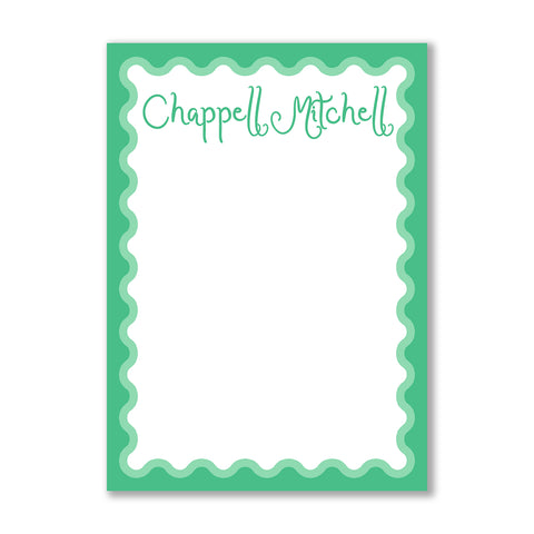 Green Scallop Notepad, Script