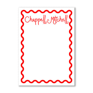 Red Scallop Notepad, Script