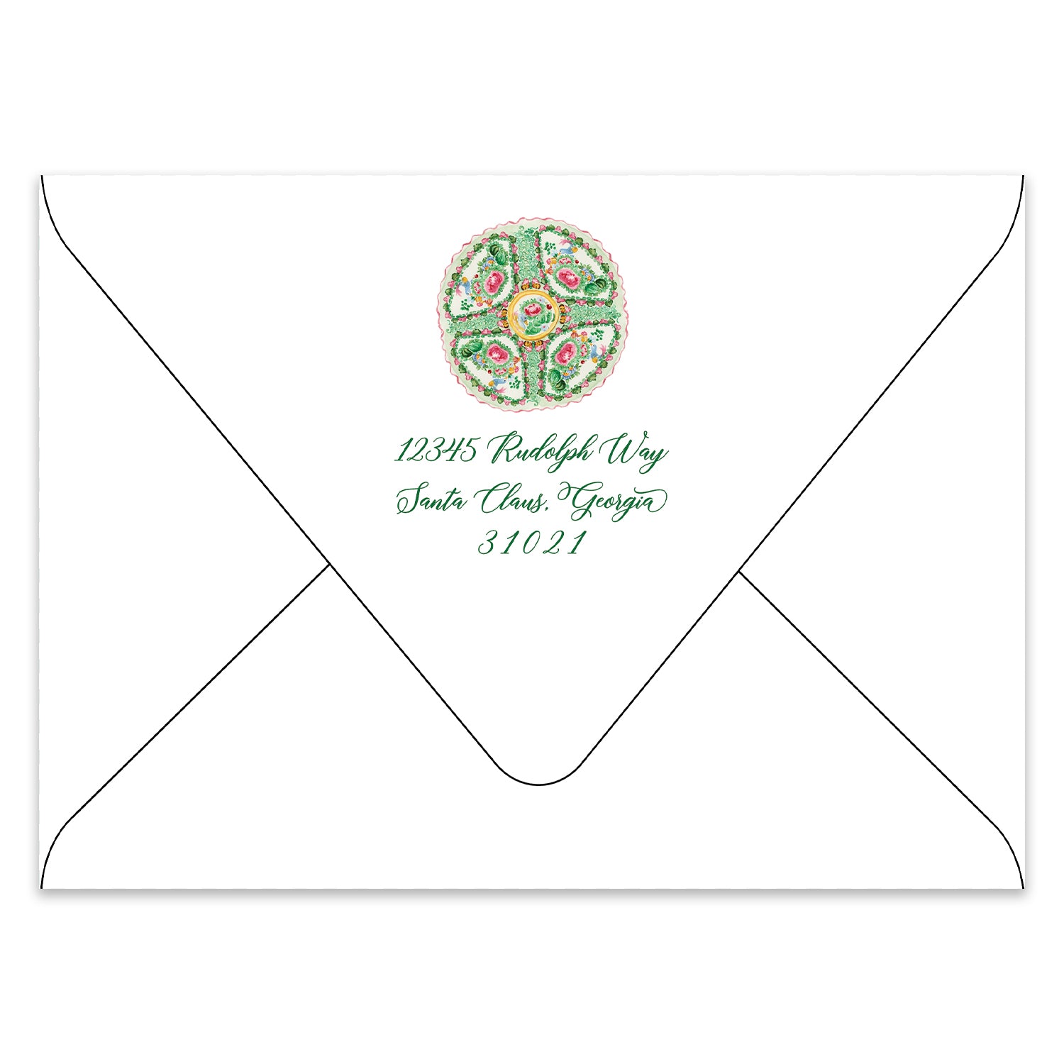 Rose Medallion Holiday Photo Card Address Printing Add-On
