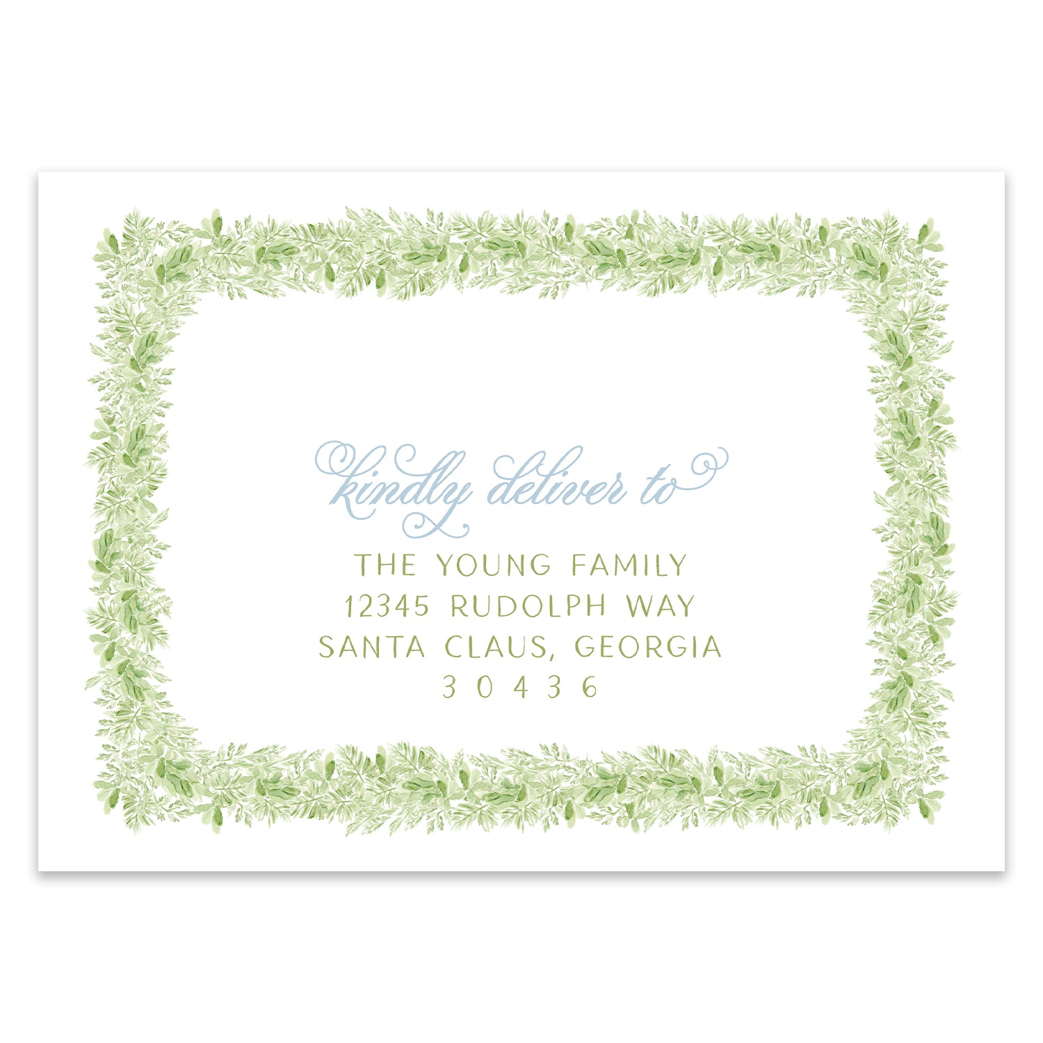 Tied with a Blue Bow Holiday Photo Card Address Printing Add-On