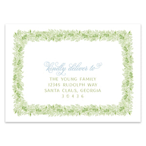 Tied with a Blue Bow Holiday Photo Card Address Printing Add-On