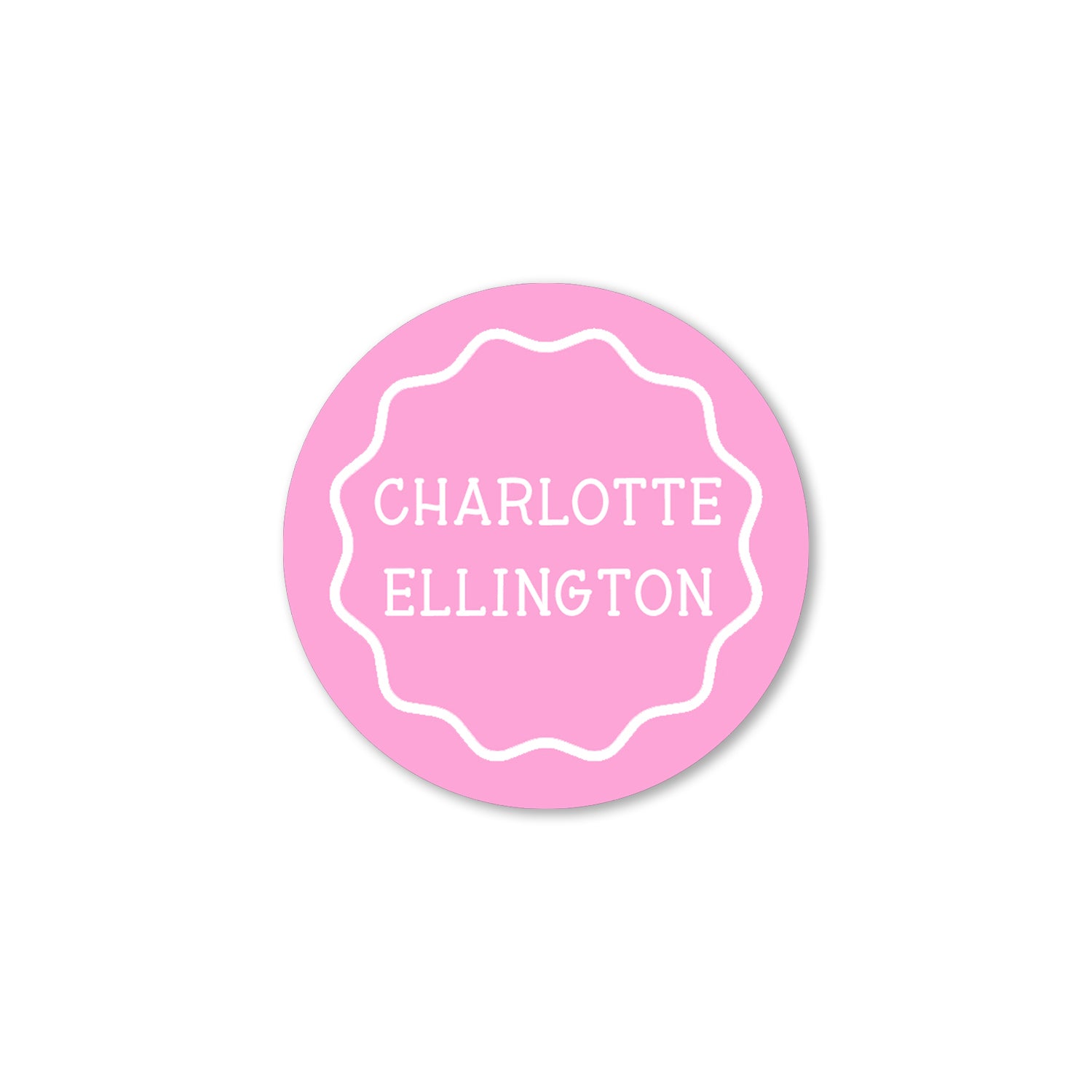 Wavy Frame Waterproof Circle Labels, Pink