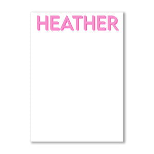 Pink Two Tone Block Name Notepad