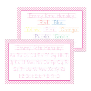 ABC and Colors Pink Gingham Laminated Placemat