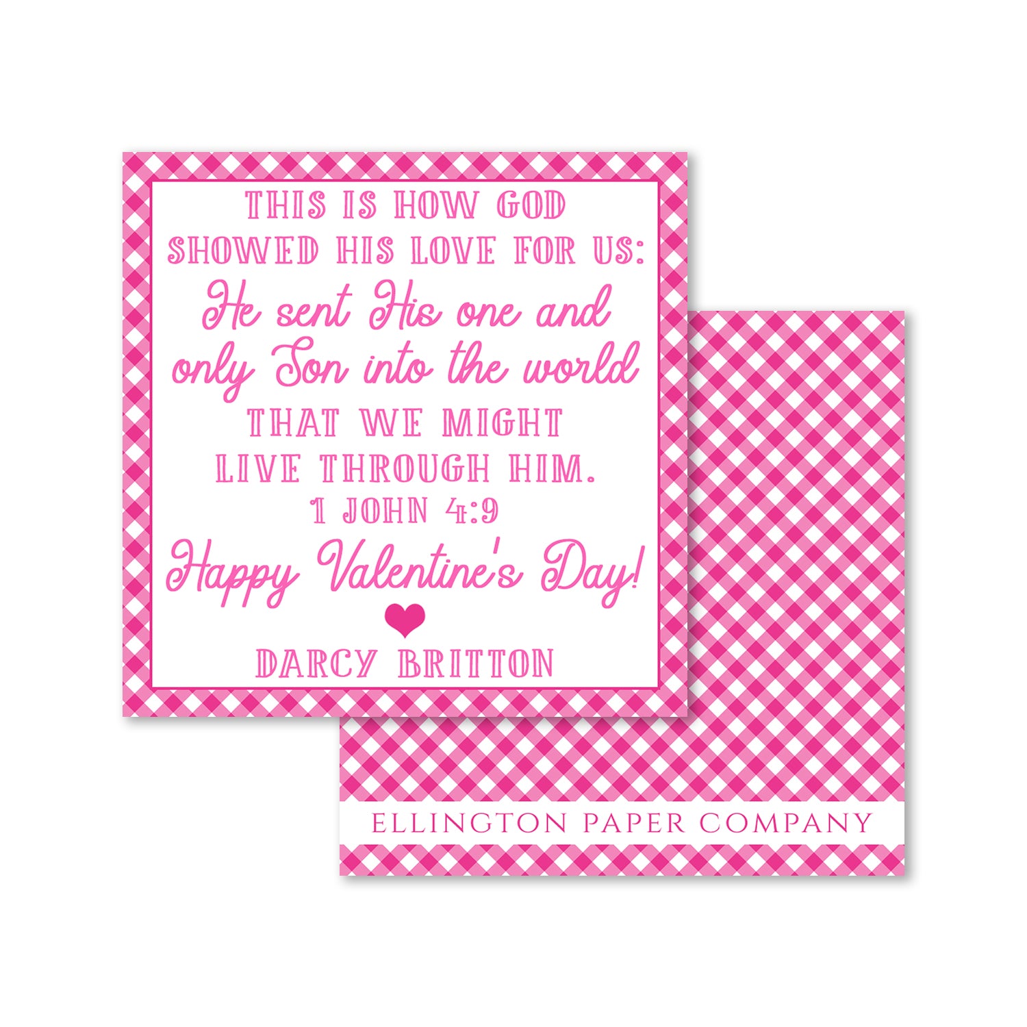 1 John 4:9 Valentine Enclosure Cards and Stickers, Pink