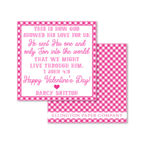 1 John 4:9 Valentine Enclosure Cards and Stickers, Pink