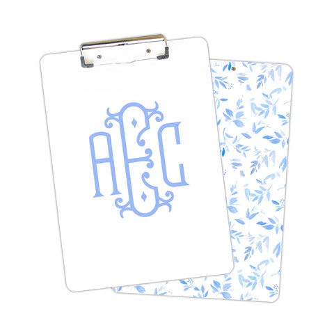 Evelyn Monogram with Blue Florals Clipboard