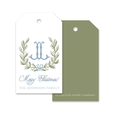 Bow & Berry Monogram Holiday Gift Tags
