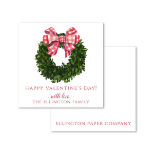 Boxwood Wreath Valentine Enclosure Cards and Stickers