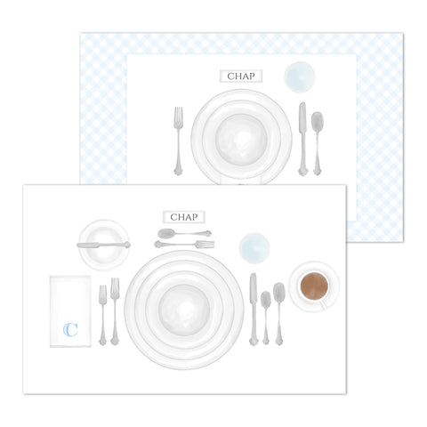 "How To Set A Table" Laminated Placemat, Blue Gingham