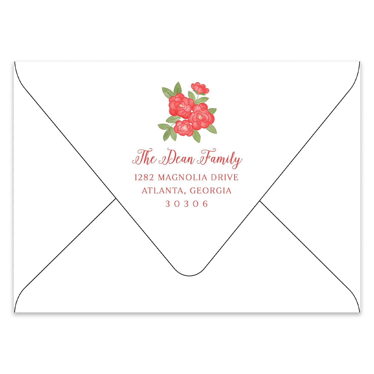 Christmas Camellia Holiday Photo Card Address Printing Add-On