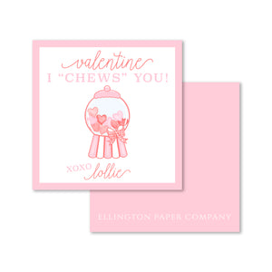 "I Chews You" Valentine Enclosure Cards and Stickers