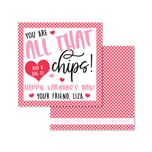 "All That and a Bag of Chips" Valentine Enclosure Cards and Stickers