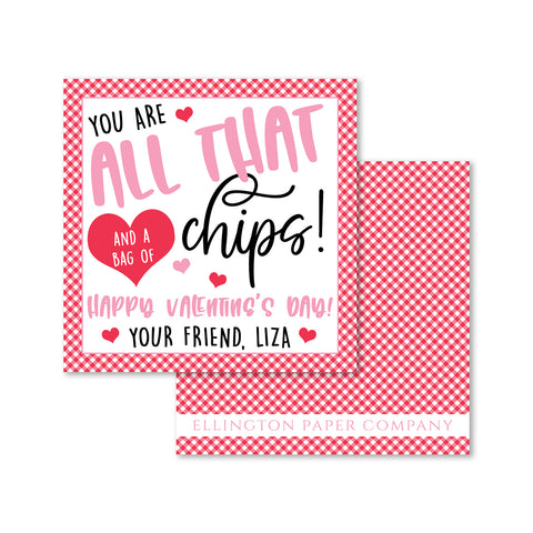 "All That and a Bag of Chips" Valentine Enclosure Cards and Stickers