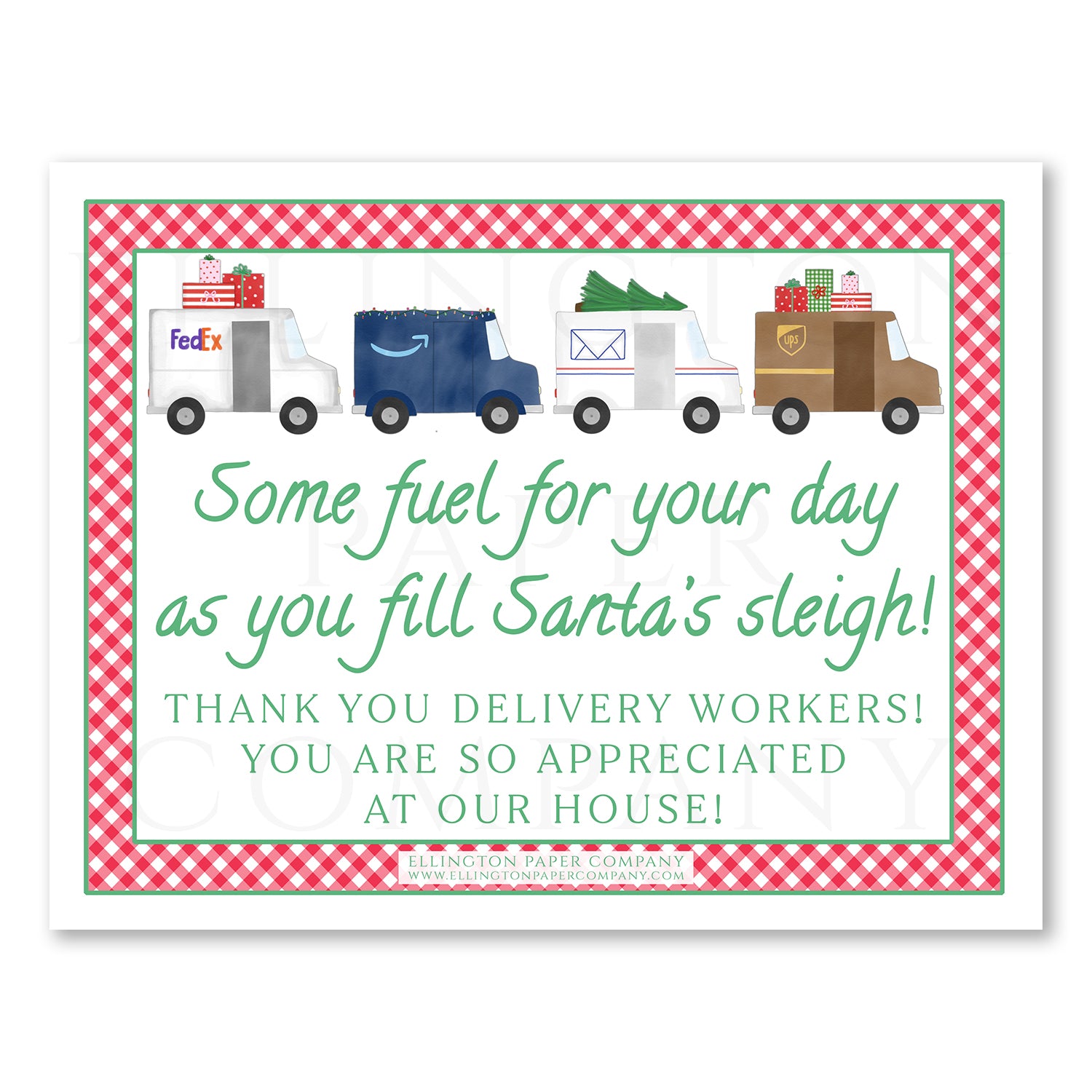Printable "Thank You Delivery Worker" Sign, Holiday - Digital JPEG