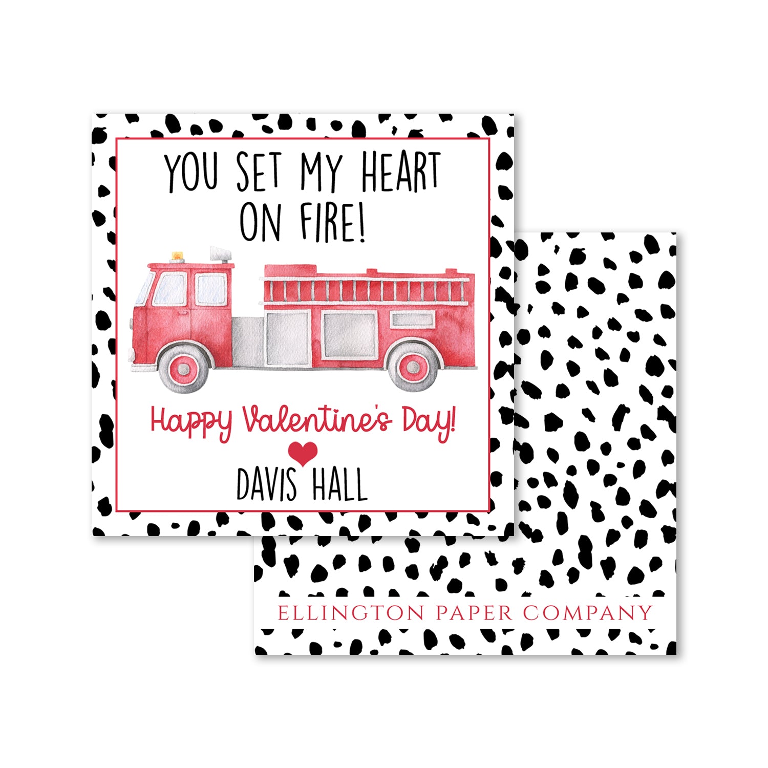 Fire Engine Valentine Enclosure Cards and Stickers