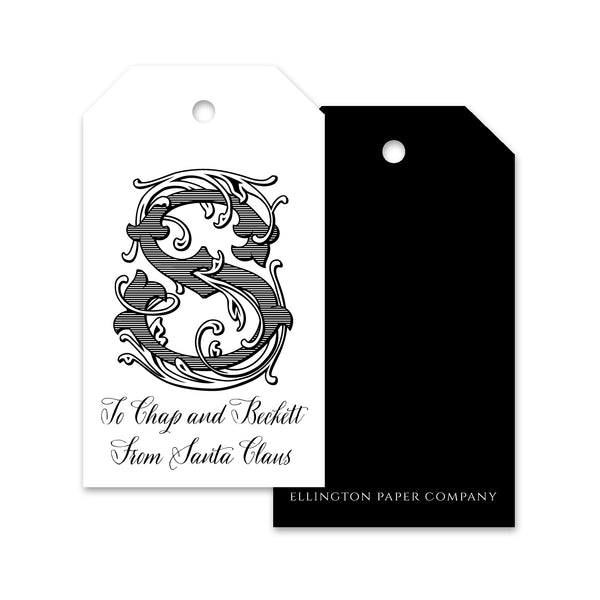 From Santa Claus Holiday Gift Tags, Black Personalized