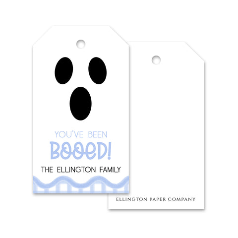 Windowpane Blue "You've Been BOOED" Halloween Gift Tags