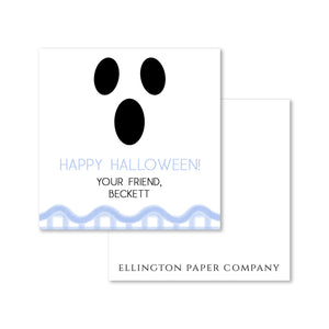 Windowpane Blue Ghost Halloween Enclosure Cards and Stickers