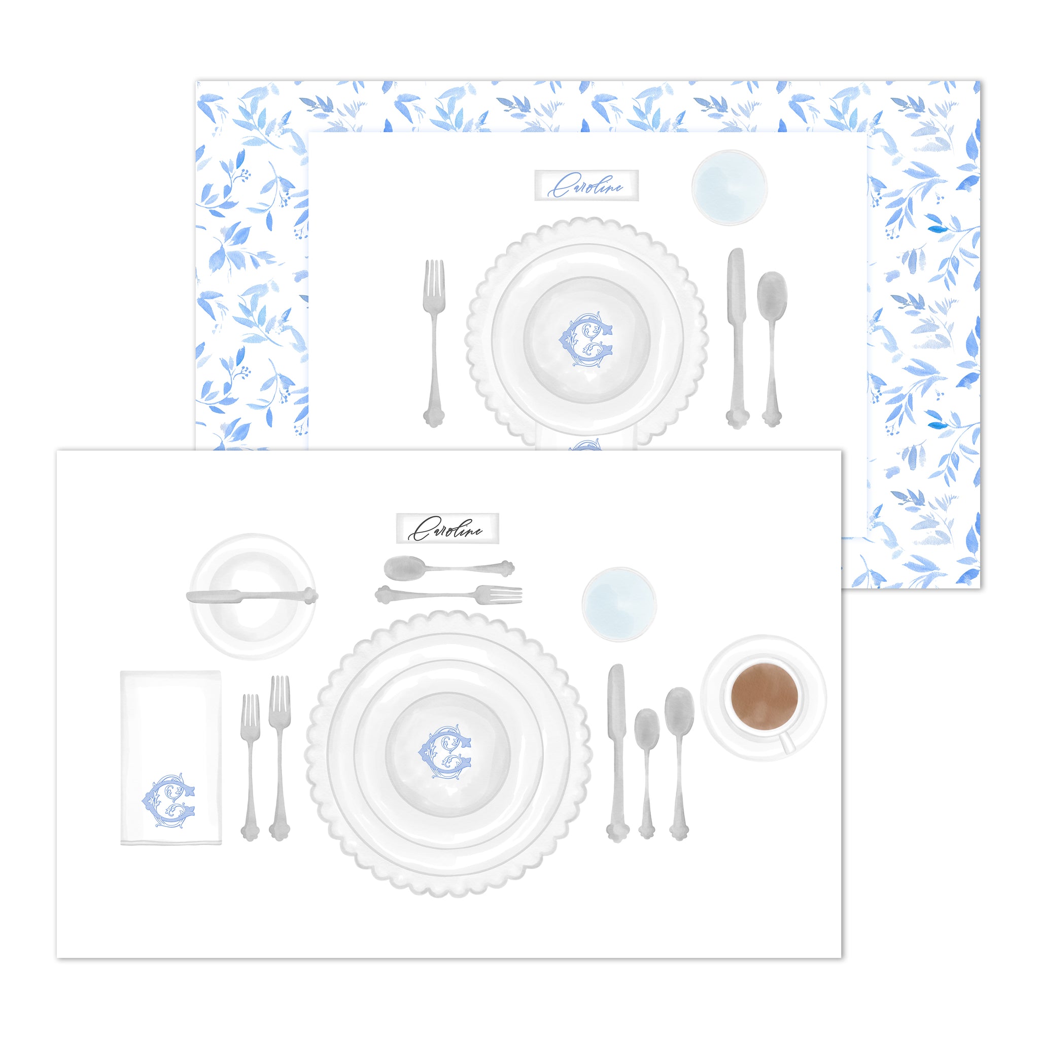 "How To Set A Table" Laminated Placemat, Blue Floral