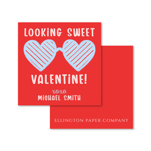 "Looking Sweet" Valentine Enclosure Cards and Stickers, Blue Glasses