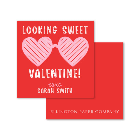 "Looking Sweet" Valentine Enclosure Cards and Stickers, Pink Glasses