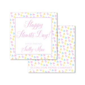 "Happy Hearts Day" Valentine Enclosure Cards and Stickers, Pink Script