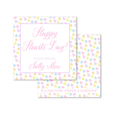 "Happy Hearts Day" Valentine Enclosure Cards and Stickers, Pink Script